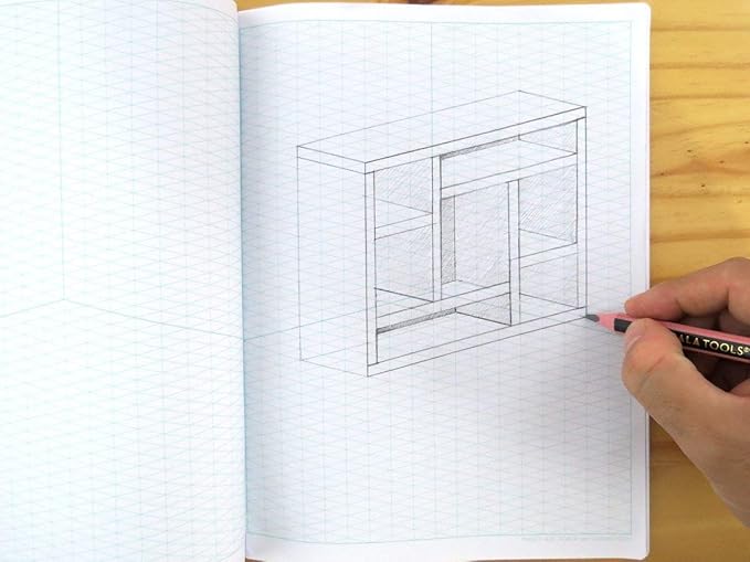 KOALA TOOLS | Isometric Graph Paper Notebook (1 Unit) | 7.5" x 9.75", 60 pp. - Kraft Cover Isometric Grid Drawing Pads - Suitable for Industrial, Architectural, Interior Design