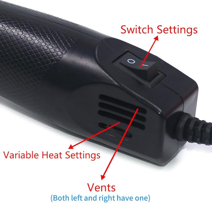 mofa Temp Regulation Heat gun,6.6ft Cable 300W Hot Air Gun for Crafting,Acrylic Paint Dryer Multi-Purpose Electric Heating Nozzle(Black,Red)