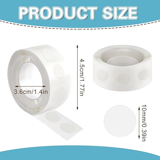 UPINS Glue Points Dots, 300Pcs Balloon Glue Adhesive Dots Double Sided Removable Glue Tape Dots for Balloons Crafts Decoration, 10 mm