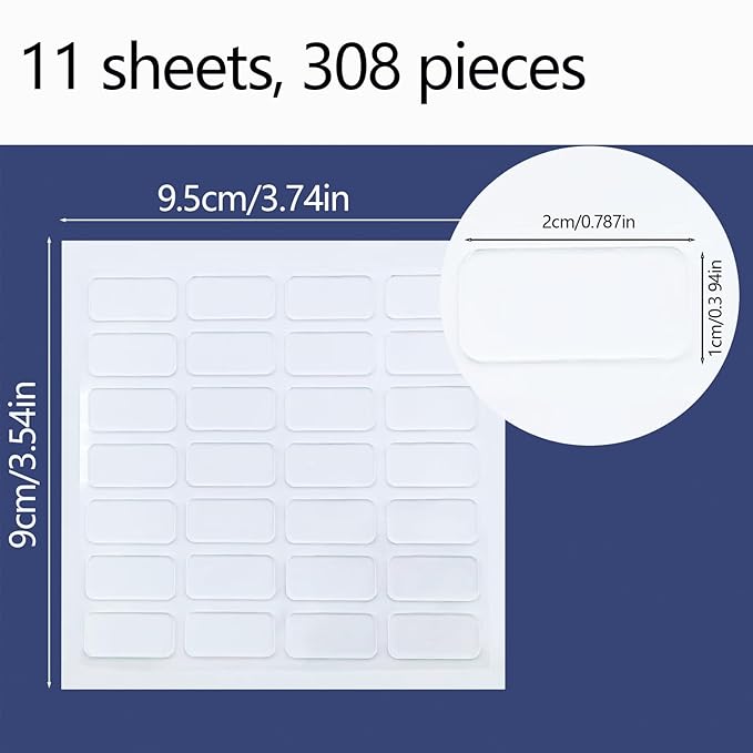 308pcs Clear Museum Gel Glue Dots, Removable Sticky Tack for Wall Hanging, 0.39"x0.78" Mounting Tape for Decor Art Craft Party