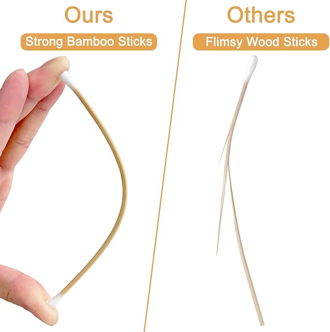 Eyxformula 200/400 Pcs Gun Cleaning Swabs with Double Pointed Tips, 6 Inch Sturdy Bamboo Sticks, Lint Free Long Cotton Swabs for Firearm Maintenance, Precision Cleaning Pistol, Rifle, Handgun, Shotgun