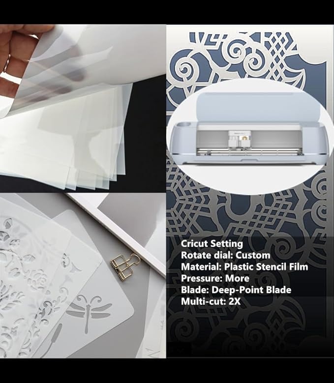 Translucent Blank Mylar Stencil Sheet for Cutting,10 Pack 12" x 24" 7.5mil/0.19mm Thick .Cutting Machines. Gift, Acetate Template Material,Craft Plastic Sheets