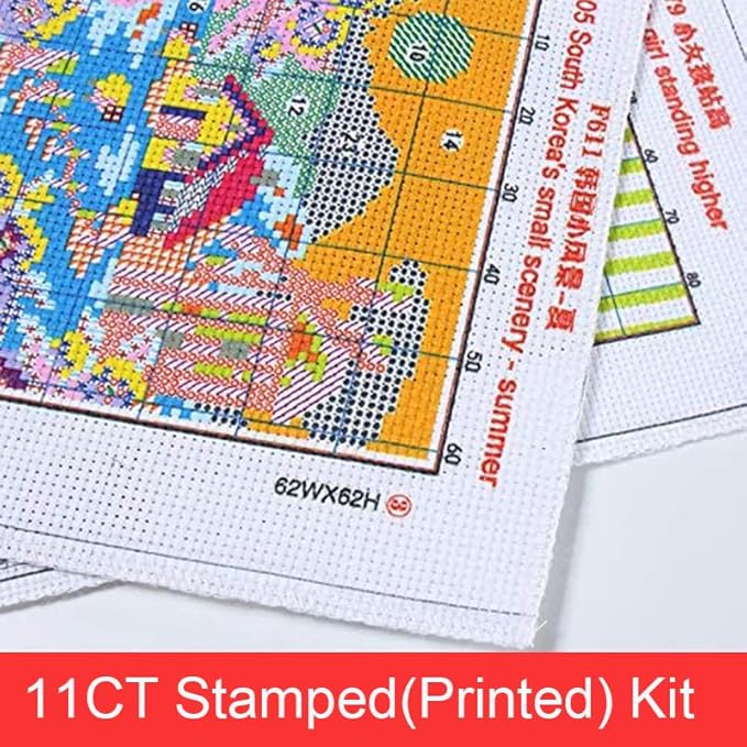Maydiyer Cross Stitch Kits Stamped Full Range of Embroidery Starter Kits for Beginners DIY 11CT Embroidery Kit for Girls-Sea in a Bottle 16.5×11.8 inch