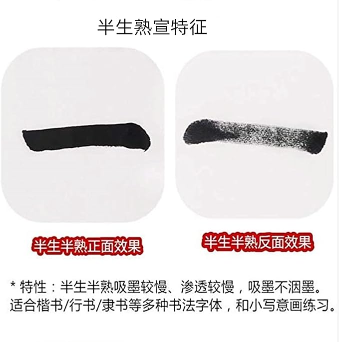 MEGREZ Roll Pack Thicken Calligraphy Xuan Paper for Chinese, Japanese, 35cm x 20m(13.8in x 65.6ft), Half Raw Ripe, White