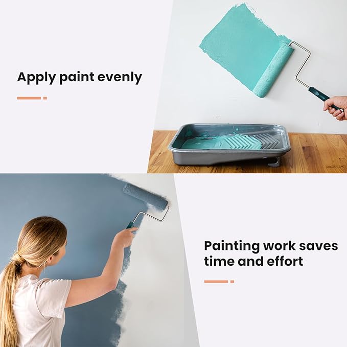 Mister Rui 9 Inch Microfiber Roller Covers, 3/8" Nap, 5 Pack, Paint Rollers for Painting, Roller Sleeves for Walls & Ceilings, Reusable Paint Rollers for Smooth Finish