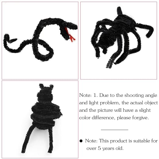 60 PCS Black Pipe Cleaners - Bulk Art & Craft Pipe Cleaners Chenille Stem for Creative Home Decoration and Arts Crafts