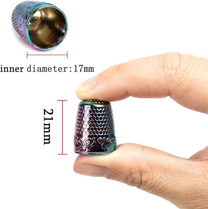 ZESION 4Pcs Sewing Thimbles, Metal Thimbles for Hand Sewing Finger Protector, Quilting Craft Accessories for Knitting Needlework DIY Tools, Dazzling