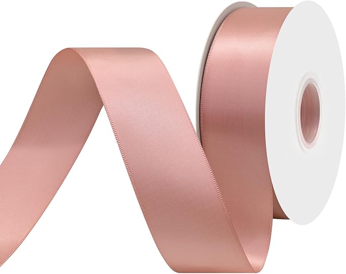 Dusty Rose Satin Ribbon 1-1/2" X 50 Yards Solid Color Double Faced Ribbons Perfect for Crafts Wedding Decor Bow Making Arts Sewing and More