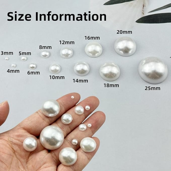 150pcs 16mm Half Pearls for Crafts Flatback Round Half Pearl Beads for Jewelry Making Nail Art Scrapbook Craft Wedding Dress Decoration(White)