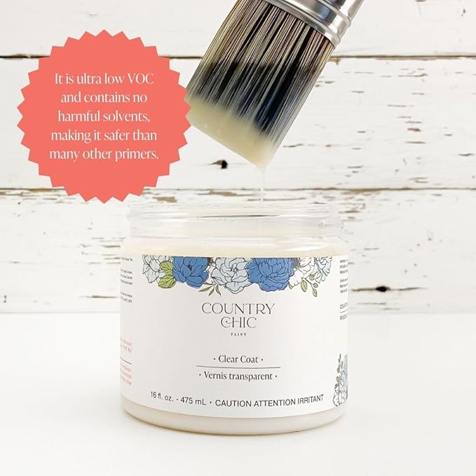 Clear Coat - Eco-Friendly Clear Satin Sheen Top Coat for Chalk Style Furniture Paint, Very Durable, Non Yellowing, Waterproof Sealant for High Traffic Furniture - Indoor/Outdoor - (4 oz)