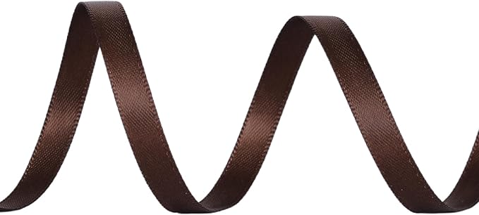 YAMA Brown Double Faced Satin Ribbon 1/4 Inch 25 Yards Brown Ribbon for Gift Wrapping Crafts Hair Bows Wedding Party Decoration