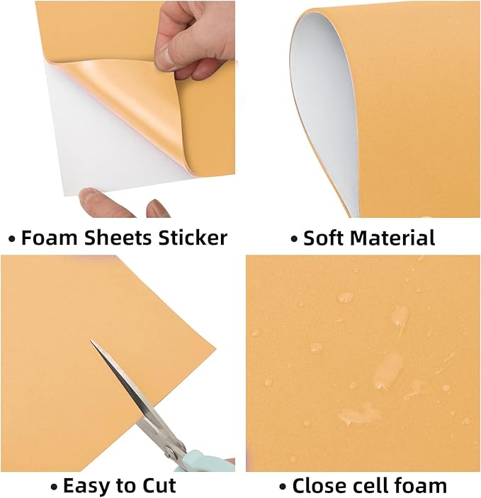 MEARCOOH Self Adhesive Foam Sheets, Khika 9x12 Inch 2mm Sticky Eva Foam Paper for Crafts Cardmaking Photo Frames Classroom Scrapbooking Christmas Crafts (Khika 10 Sheets)