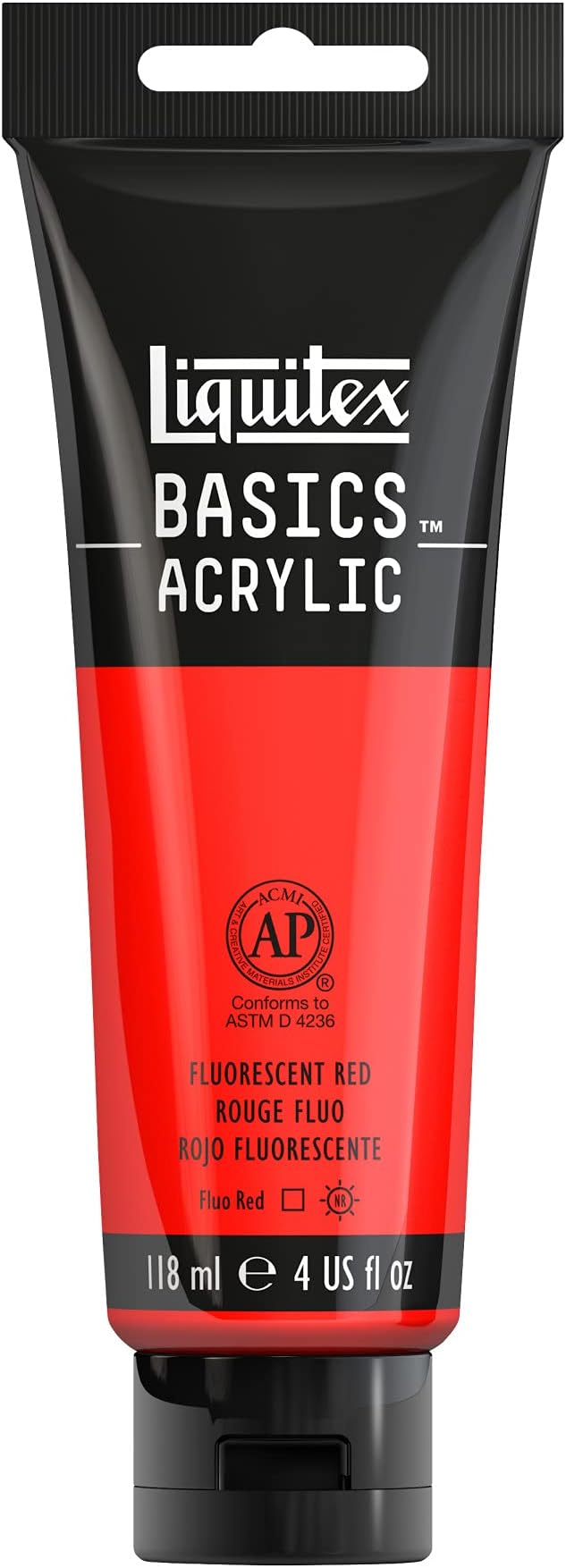 Liquitex BASICS Acrylic Paint, 118ml (4-oz) Tube, Fluorescent Red