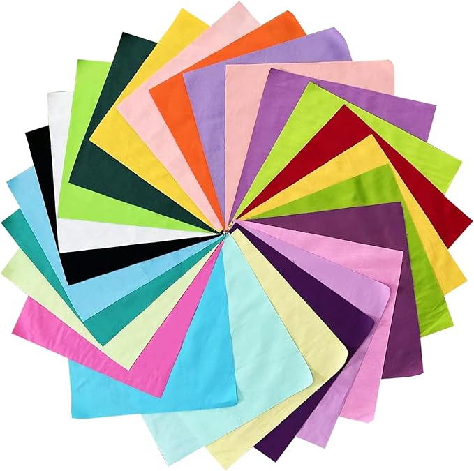HANPATQUI 50PCS 10 x 10 inch Solid 100% Cotton Fat Quarters Fabric for Sewing and Quilting Bundles Precut Fabric Square for DIY Craft Patchwork