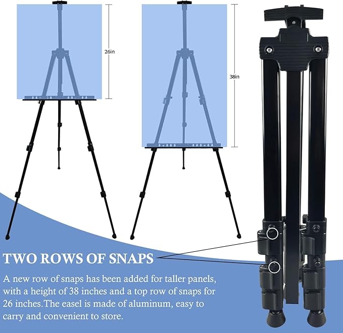Art Easel Stand for Displaying - 66 Inch Height Adjustable Aluminum Metal Easels for Wedding Sign Display and Drawing & Outdoor and Portable for Adults - Sturdy and Painting,2-Pack.