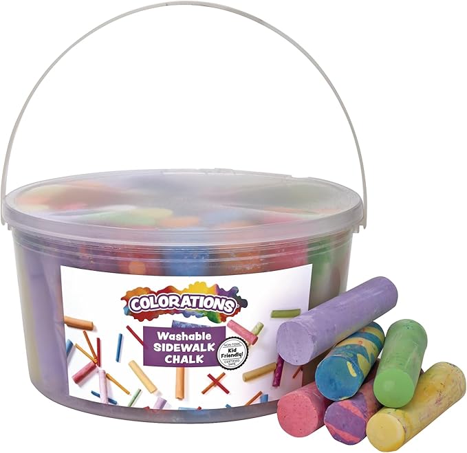 Colorations Sidewalk Chalk – 50pc 4” x 1” Washable, Bright Colored Chalk Set – Fun Kid Art Colors & Patterns – Draw on Classroom Chalkboard or Outdoor Playground – Jumbo Bulk