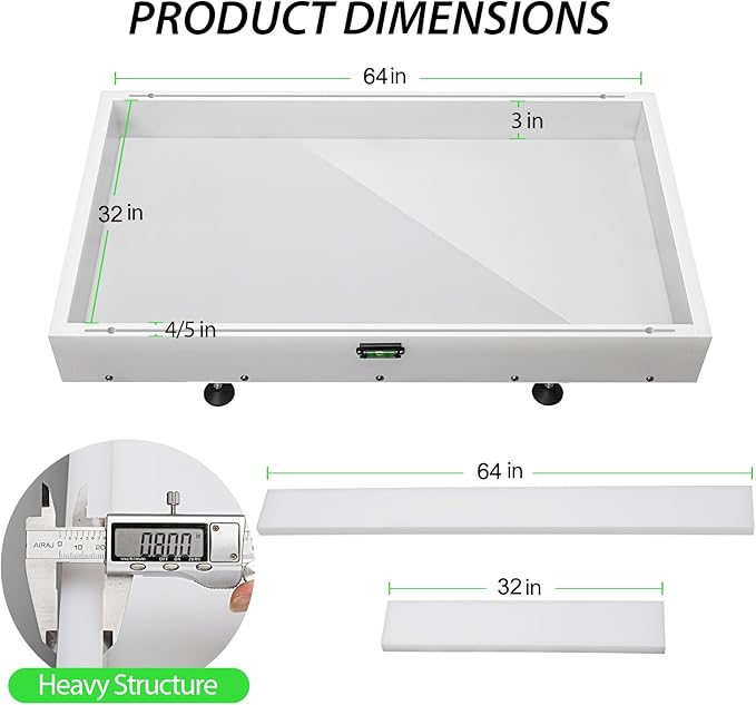 Large Reusable Epoxy Resin Mold 64×32×3 Adjustable Clamping System – Ideal Resin Molds for Coffee Tables, Trays, Cutting Boards & DIY Projects