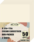 50 Sheets 110lb Cream Cardstock, 8.5" x 11", Premium Heavyweight Card Stock Blank Invitation Paper Greeting Cards DIY Craft Card Making, 110LB Cover 300 GSM