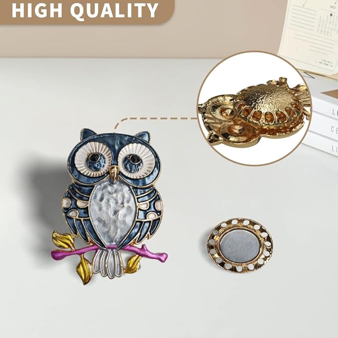 Needle Minder Magnet, Magnetic Needle Minder, Needle Minders Magnetic Cross Stitch Accessories, Magnetic Needle Holder, Life Tree, Butterfly, Cats, Owl, Heart (OWL)
