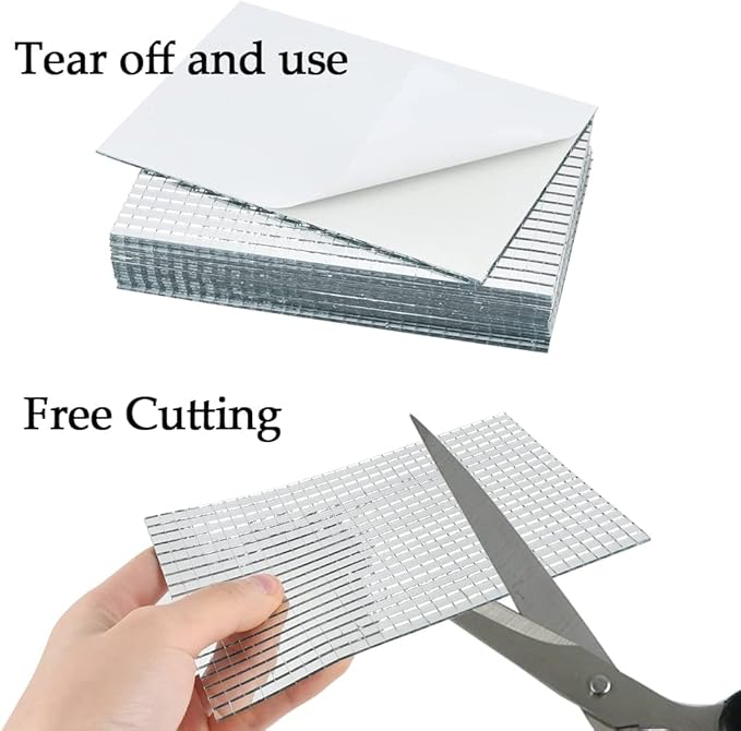 OTYMIOW 12000Pieces Self-Adhesive Mirror Tiles Disco Ball Mirror Tile Square Glass Mosaic Stickers Mini Tile for Craft DIY Glass Tiles Decorations Making (5 x 5 mm Silver)