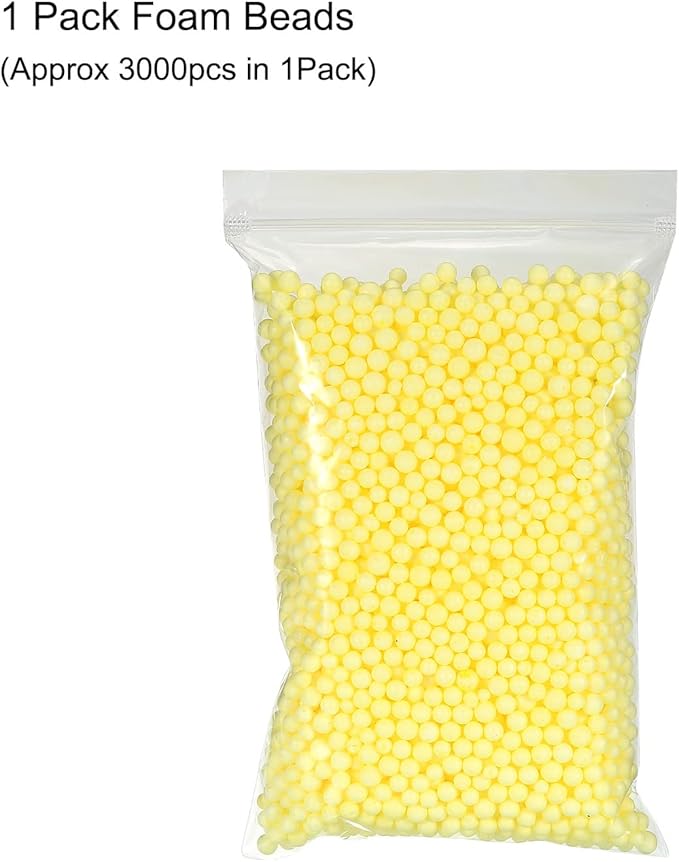 MECCANIXITY Foam Beads Foam Balls 7-9mm for Wedding and Party Decorations, Tiny Packing Balls, Arts DIY Crafts Supplies (Yellow,1 Pack Approx 3000pcs)