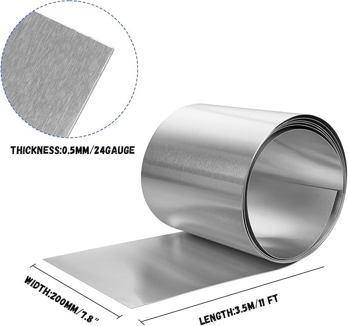 Aluminum Flashing Roll，Aluminum Sheet Roll 3500x200x0.5mm(LxWxT) Applicable to Various House Repair and DIY Projects
