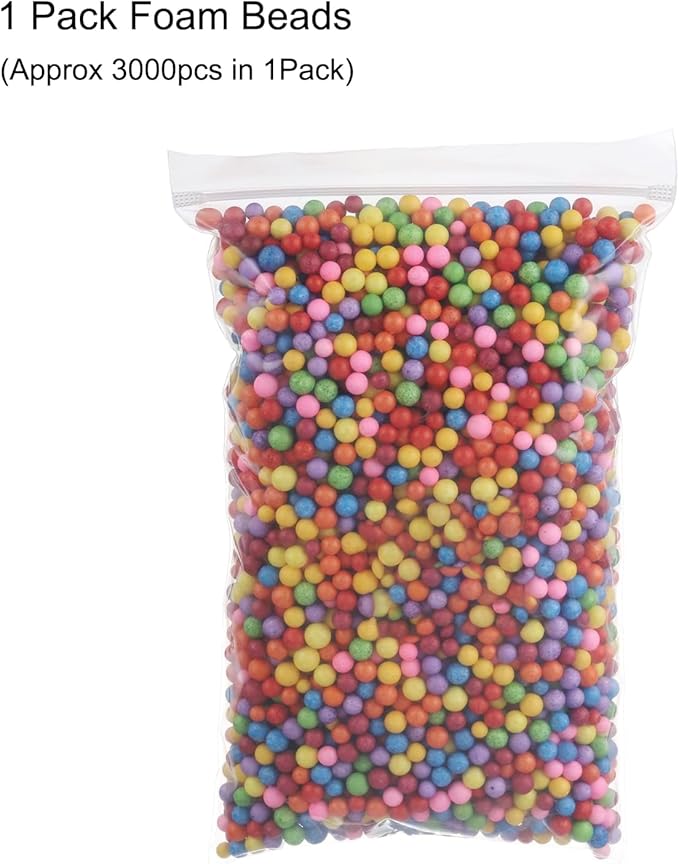 MECCANIXITY Foam Beads Foam Balls 7-9mm for Wedding and Party Decorations, Tiny Packing Balls, Arts DIY Crafts Supplies (Multicolored,1 Pack Approx 3000pcs)