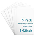 5 Pack White Plastic Sheets 8x12x0.04in Flexible High Tensile Plastic Sheets Hard Plastic Panel for DIY Materials Handicrafts Home Decoration