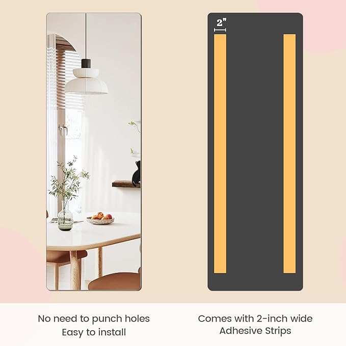 Acrylic Self Adhesive Mirror Sheet for Wall, Plastic Non Glass Sticky Kid Safety Mirror Tiles for Wall Rectangle 16x47 inch 2 Pcs