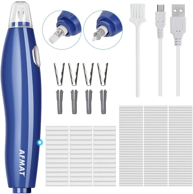 Electric Eraser, 140 Eraser Refills, Electric Pencil Eraser Rechargeable for Artists, Electric Erasers for Drafting, Drawing, Painting, Sketching, Architectural Plans, Detailer Tool-Blue