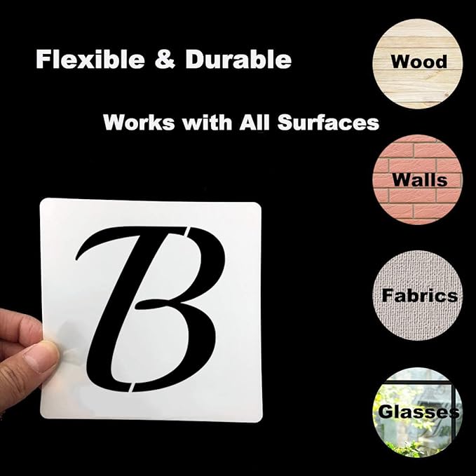 4 Inch Alphabet Letter Stencils for Painting - 70 Pack Letter and Number Stencil Templates with Signs for Painting on Wood, Reusable Cursive Letters Stencils for Chalkboard Wood Signs & Wall Art