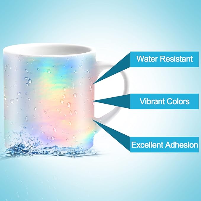 Outus 24 Sheets Holographic Sticker Paper Holographic Laminate Sheets Transparent Overlay Lamination Sticker Self Adhesive Vinyl Film A4 Size, 8.25 x 11.7 Inches(Laser Style)