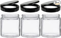 Jarming Collections Mason Jars - 16 oz Glass Extra Wide Mouth Pint Storage Jars with Black Flip Lids - Made in USA