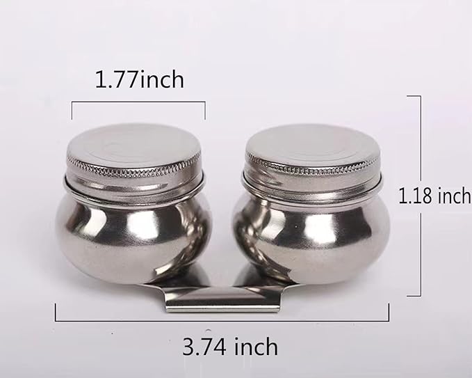 Stainless Steel Palette Cup with Lid, Portable Travel Double Dipper Oil Painting Pot Container, No Leakage, Can Clip on Palette