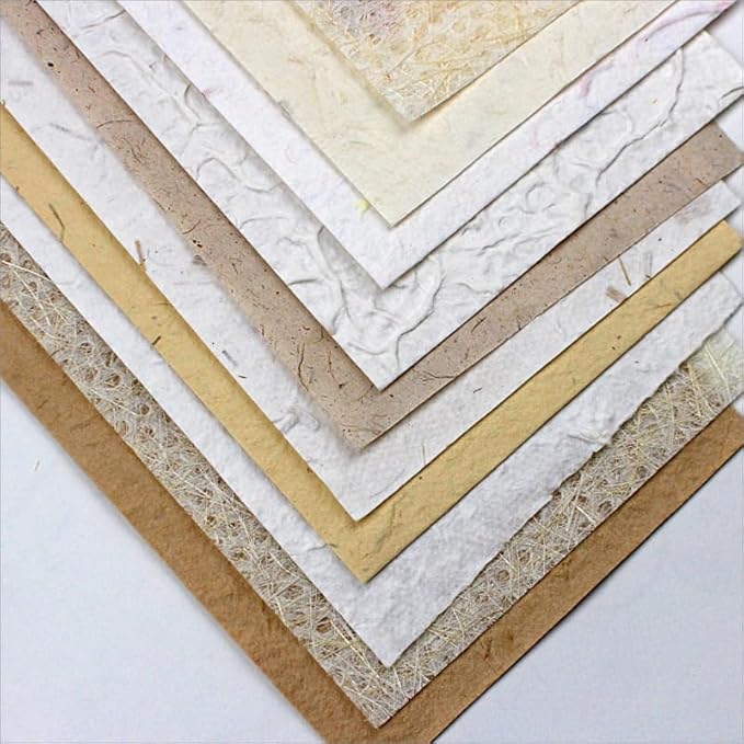 Textured Handmade Paper Sheets for Crafts, A5 Thick Rough Mulberry Recycled Scrapbook Papers for Card Making, Mixed Media, Embossed, DIY Junk Journals, Art Journaling Decorative Materials