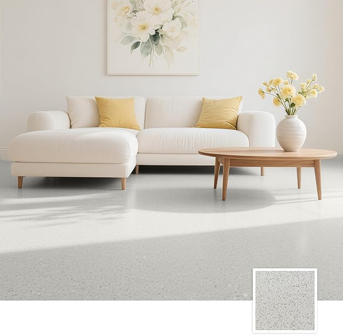 Epoxy Colored Sand Floor Paint, Epoxy Floor Paint High Gloss Marble Effect Coating for Indoor and Outdoor, Wear-resistant and non-slip Self-leveling Coating Yellow 35OZ(1KG)