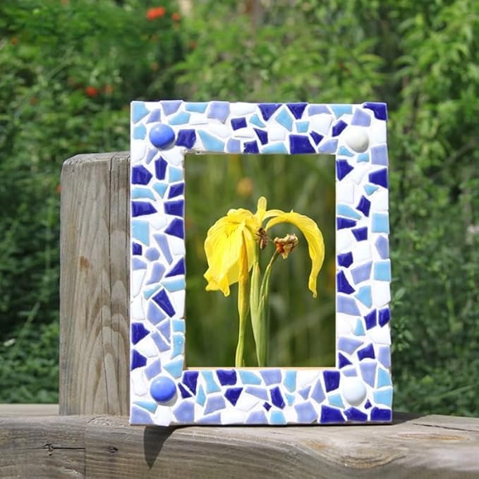 0.78"-1.57" Irregular Ceramics Mosaic Tiles,1.1LB Mosaic Pieces Stones for Home Decoration DIY Craft Plates Flowerpots Vases Cups Mosaic Making Supplies (Iridescent Sky Blue)