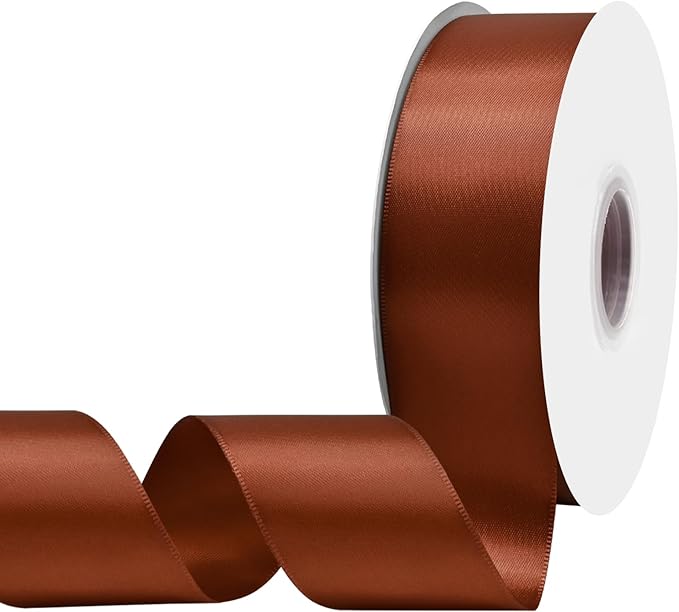 Rust Satin Ribbon 1-1/2" X 50 Yards Solid Color Double Faced Ribbons Perfect for Crafts Wedding Decor Bow Making Arts Sewing and More