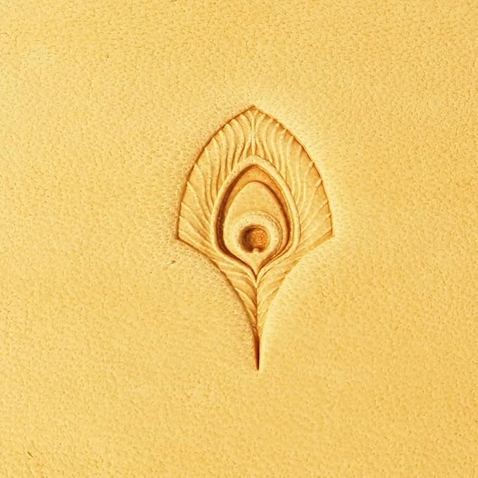 DandS ltd Leather Stamp Tool,Peacock Feather, Professional Steel Craft Tool for Leatherworking, Embossing, Carving & Stamping Leather Projects, Belts Wallets & DIY Projects Compatible with Mallet #537