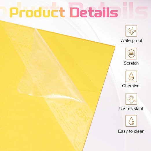 uxcell 3Pcs Acrylic Sheets 12x8 Inch Acrylic Panel 1/8 Inch-3mm Plastic Board for Picture Frames Sign Holders DIY Display Projects Craft, Clear Yellow