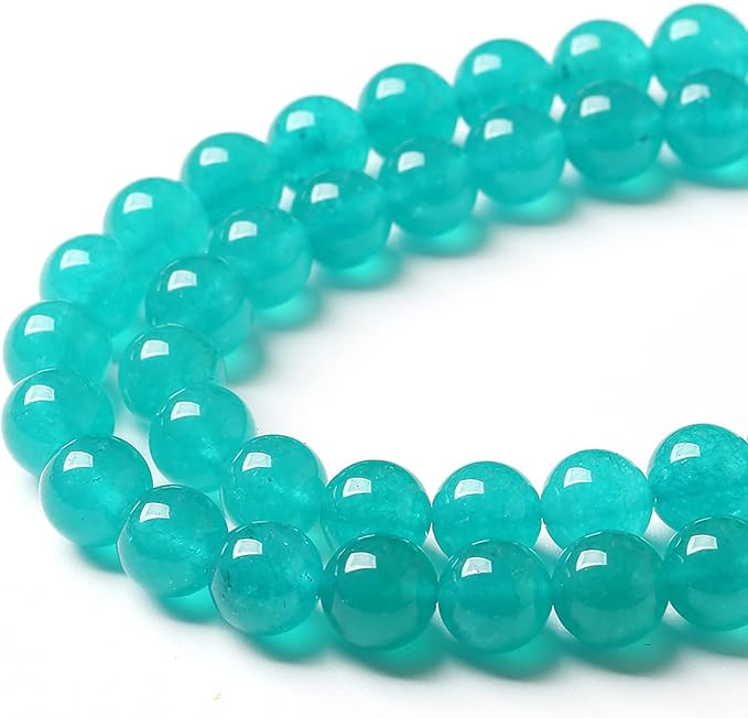 90PCS 8mm Natural Stone Beads Blue Amazonite Jade Stone Round Loose Beads for Jewelry Making DIY Bracelet Necklace 32" 2 Strands