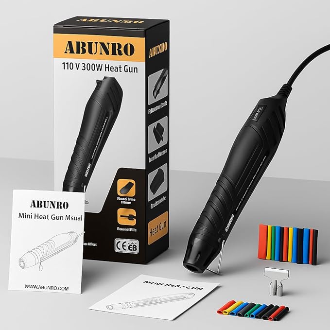 Mini Heat Gun, 300W Dual Temperature Hot Air Gun (110V) with 6.6ft Long Cable & Reflector Nozzle - Ideal for Epoxy Resin Crafts, Shrink Wrapping, Embossing & Vinyl Wrap (2-Temp Settings MF300)
