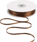 HUIHUANG Solid Color Satin Ribbon 1/8 inch x 100 Yards Roll Ribbon for Crafts (Brown)