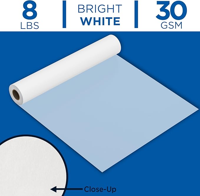 ALVIN 55W-G Lightweight Tracing Paper Roll, White, Suitable with Ink, Charcoal, Felt Tip Pen, for Sketching or Detailing - 1-inch Core (50 Yards, 12")