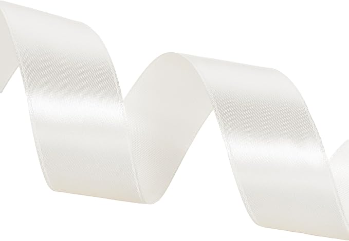 1 Inch Ivory Solid Satin Ribbon, 50 Yards Craft Fabric Ribbon for Gift Wrapping Floral Bouquets Wedding Party Decoration
