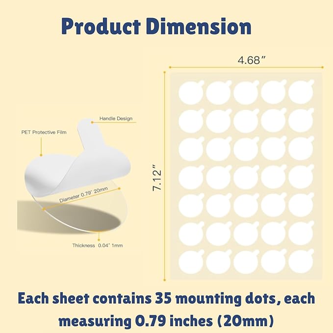 175pcs Double Sided Sticky Dots – Easy to Peel Sticky Dots,Clear Removable Sticky Tack Double Sided Tape Dots for Crafts, Posters, Balloons, and DIY Projects