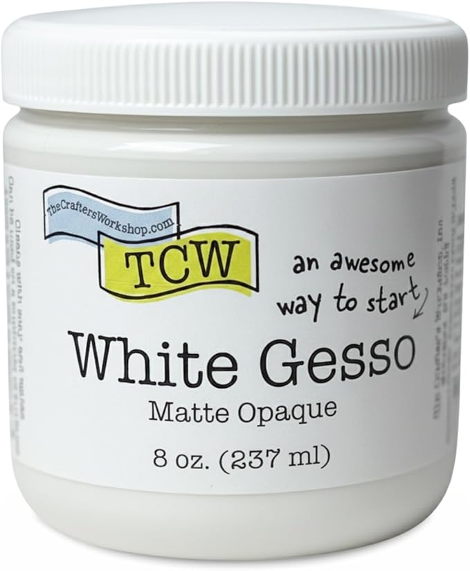 The Crafter's Workshop White Gesso Primer for Acrylic Painting -Boutique Quality, 8 oz Jar