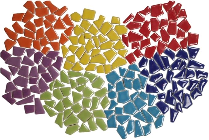 Ceramic Mosaic Tiles for Crafts & Art Projects 200 Grams Vibrant Colors Pieces Fit Together Like a Puzzle Endless Creative Ideas for Mosaic Art DIY Hobbies Small Sizes (Yellow)