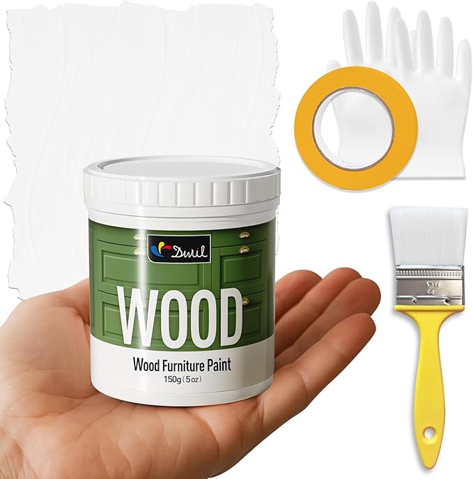 DWIL Matte Finish Furniture Paint - 5 Oz Wood Paint for Cabinets, Doors, Tables, and Dressers Refinishing - Water-Based, Non-Toxic & Odorless, Easy to Apply(White)-Trial Pack