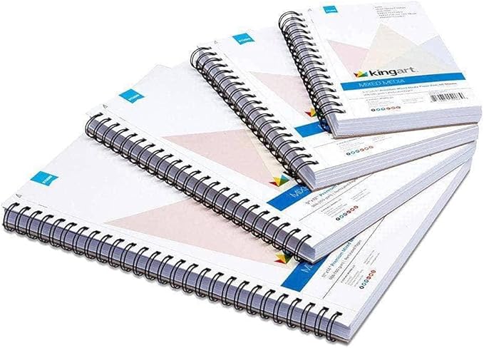 KINGART Mixed Media Sketchbooks, 11 x 14 Inches, 60-Sheet, 98lb/160gsm Acid-Free Paper, Micro-Perforated, Spiral-Bound, Wet and Dry Media